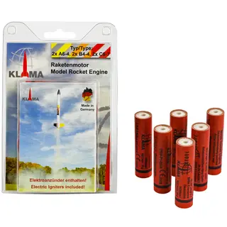 Sada raketových motorů Klima pro modely ABC Six Pack 18mm (2xA6-4, 2xB4-4, 2xC6-7)