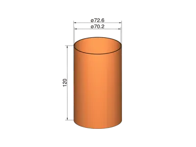 Coupler for 75mm tubes (72.6mm OD) - 120mm length model rocketry