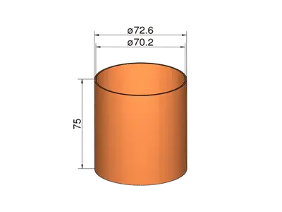 Coupler for 75mm tubes (72.6mm OD) - 75mm length model rocketry