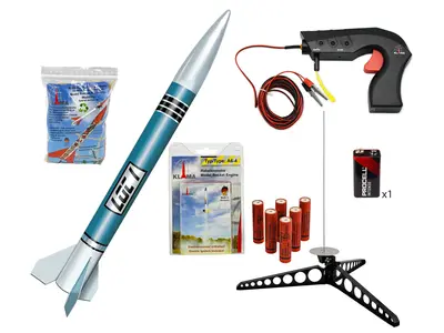 LOC I rocket starter set with launch pad, controller, wadding, battery and 6x A6-4 motors kit model rocketry