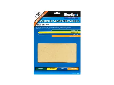 30 pieces of assorted sand paper (Blue spot) - Extra fine, Fine, Medium & Coarse model rocketry