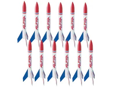 12x Estes Alpha team kit - Build your complete bundle here - Glue on fins - 12 Pack model rocketry