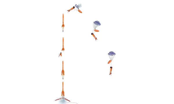 Boosted Bertha - two stage Estes model rocket, 5 image model rocketry