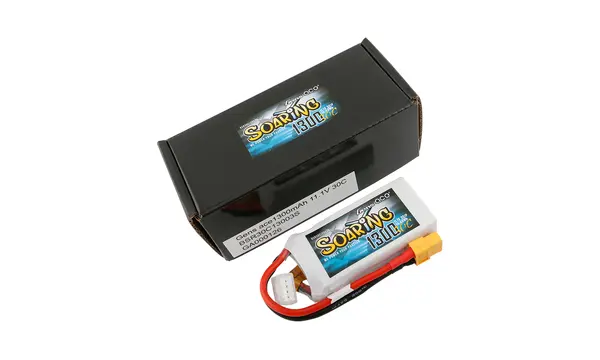 Li-Po 3S 11.1V 1300mAh 30C Soaring with XT60 Lithium Polymer (Li-Po) battery LiPo, Other product options: 1300 mAh 11.1V Li-Po, 2 image model rocketry