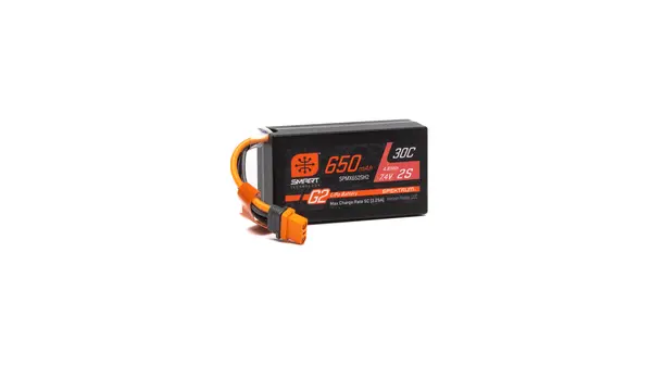 Ground equipment :: Batteries & Chargers :: Spektrum 7.4V 650mAh 2S Smart G2  30C LiPo: IC2 LiPo Battery
