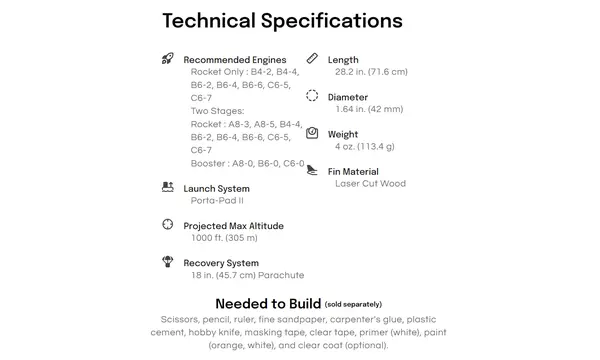 Boosted Bertha - two stage Estes model rocket, 4 image model rocketry