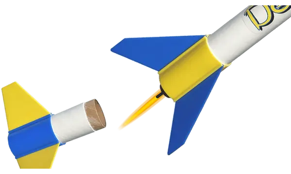 Klima Delphinus model rocket kit - Quick and Easy 2 Stage Payloader Rocket, A Great Quality Kit, 2 image model rocketry