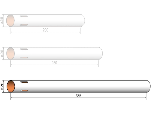 Corps tube 26mm x 385mm - 4 fentes - cellule Klima