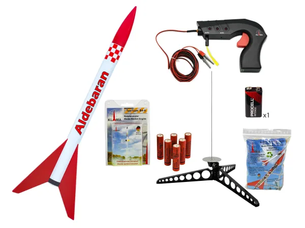 Aldebaran beginner rocketry set with 6 motors, launch pad & launch controller model rocketry