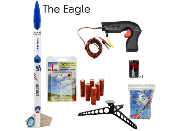 Eagle S.C.R.V beginner rocketry set with 6 A6-4 motors, launch pad & launch controller model rocketry