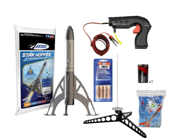 Mini Star hopper starter set (easy to build) with 4x mini 13mm 1/2 A motors and launch gear model rocketry