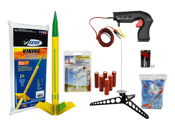 Viking rocket starter set with launch pad, controller, wadding, battery and 6x A6-4 motors kit model rocketry